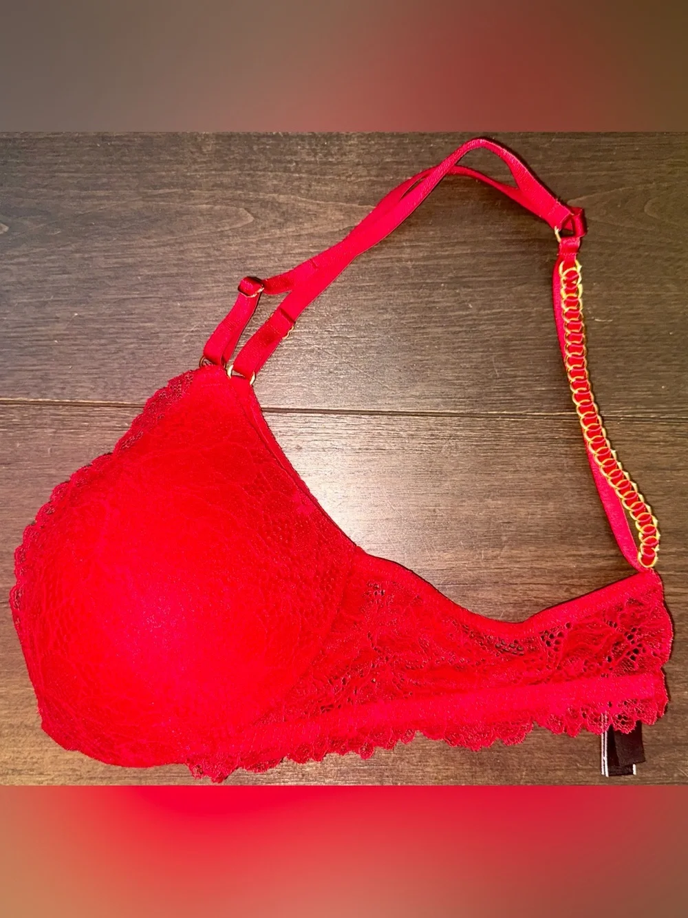 Victoria’s Secret Very Sexy Uplift Plunge Bra 34C Red Lace Front Close Racerback